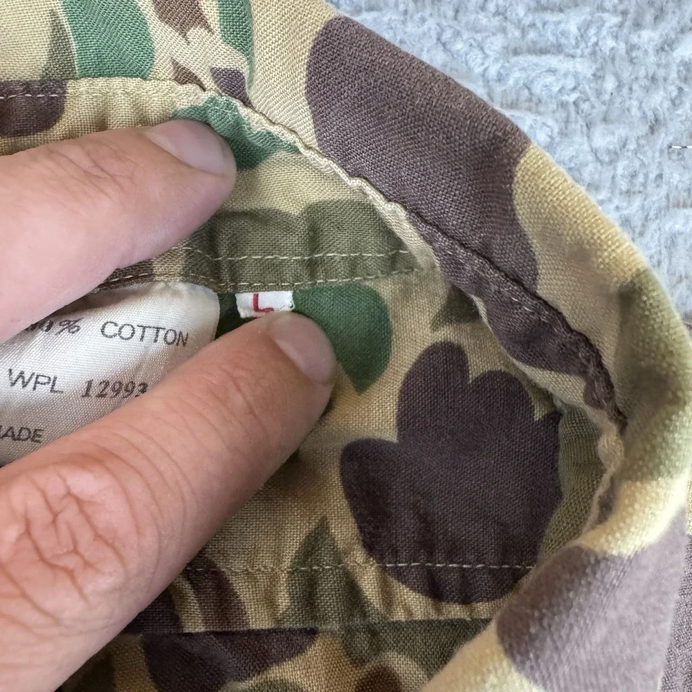 Vintage Camouflage Hunting Shirt Sz Large Camo Military Survival Frog Woodland
